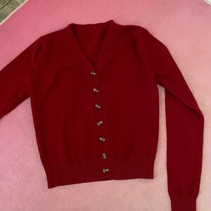 Red Button-Up Women's Sweater
